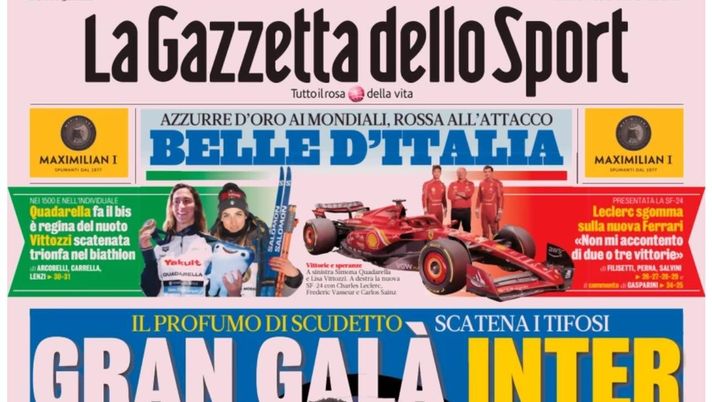 prima pagina gazzetta dello sport oggi