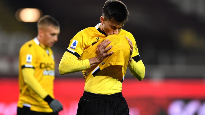 TURIN, ITALY - DECEMBER 12: Ignacio Pussetto of Udinese Calcio celebrates after scoring their team's first goal during the Serie A match between Torino FC and Udinese Calcio at Stadio Olimpico di Torino on December 12, 2020 in Turin, Italy. Sporting stadiums around Italy remain under strict restrictions due to the Coronavirus Pandemic as Government social distancing laws prohibit fans inside venues resulting in games being played behind closed doors. (Photo by Valerio Pennicino/Getty Images) TURIN, ITALY - DECEMBER 12: Ignacio Pussetto of Udinese Calcio celebrates after scoring their team's first goal during the Serie A match between Torino FC and Udinese Calcio at Stadio Olimpico di Torino on December 12, 2020 in Turin, Italy. Sporting stadiums around Italy remain under strict restrictions due to the Coronavirus Pandemic as Government social distancing laws prohibit fans inside venues resulting in games being played behind closed doors. (Photo by Valerio Pennicino/Getty Images)