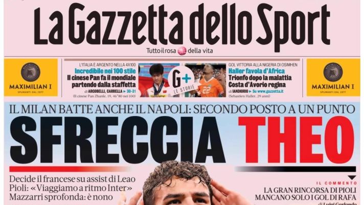 prima pagina gazzetta dello sport oggi