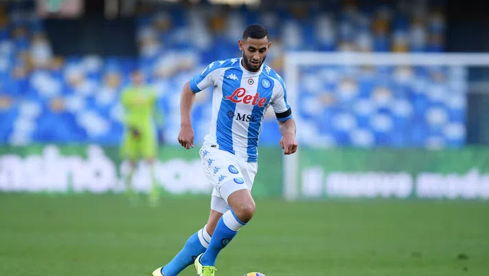 NAPLES, ITALY - DECEMBER 13: Faouzi Ghoulam of SSC Napoli during the Serie A match between SSC Napoli and UC Sampdoria at Stadio Diego Armando Maradona on December 13, 2020 in Naples, Italy. Sporting stadiums around Italy remain under strict restrictions due to the Coronavirus Pandemic as Government social distancing laws prohibit fans inside venues resulting in games being played behind closed doors. (Photo by Francesco Pecoraro/Getty Images)
