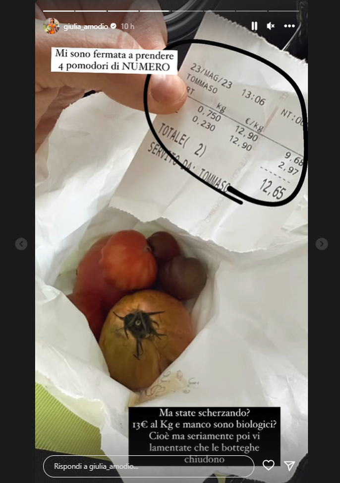 “13 euro di pomodori, siamo impazziti”. Lo sfogo della moglie di Sensi. “E se dite…”- immagine 2