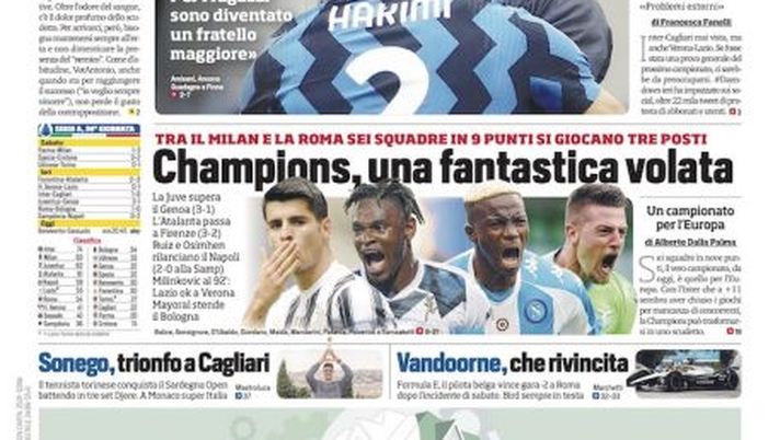 Prima Pagina, Corriere dello Sport: “Conte si fa bello! Champions, una fantastica volata” Prima Pagina, Corriere dello Sport: “Conte si fa bello! Champions, una fantastica volata”
