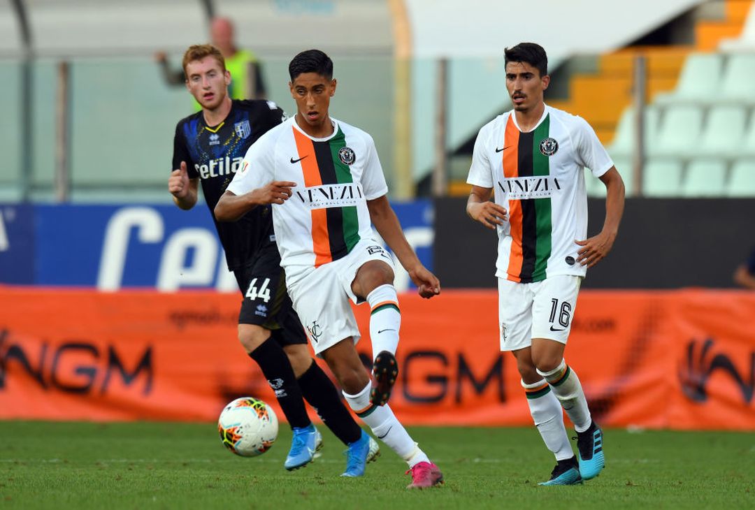  PARMA, ITALY - AUGUST 17:Youssef Maleh of Venezia FC  in action  during the Coppa Italia match between Parma Calcio and Venezia FC at Ennio Tardini on August 17, 2019 in Parma, Italy.  (Photo by Alessandro Sabattini/Getty Images) 