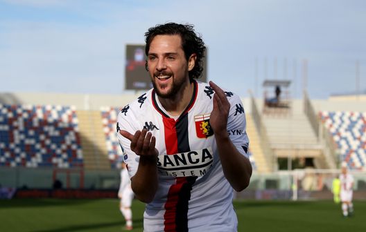 CROTONE, ITALY - JANUARY 31: Mattia Destro of Genoa celebrates after scoring his team's opening goal during the Serie A match between FC Crotone and Genoa CFC at Stadio Comunale Ezio Scida on January 31, 2021 in Crotone, Italy. (Photo by Maurizio Lagana/Getty Images) CROTONE, ITALY - JANUARY 31: Mattia Destro of Genoa celebrates after scoring his team's opening goal during the Serie A match between FC Crotone and Genoa CFC at Stadio Comunale Ezio Scida on January 31, 2021 in Crotone, Italy. (Photo by Maurizio Lagana/Getty Images)