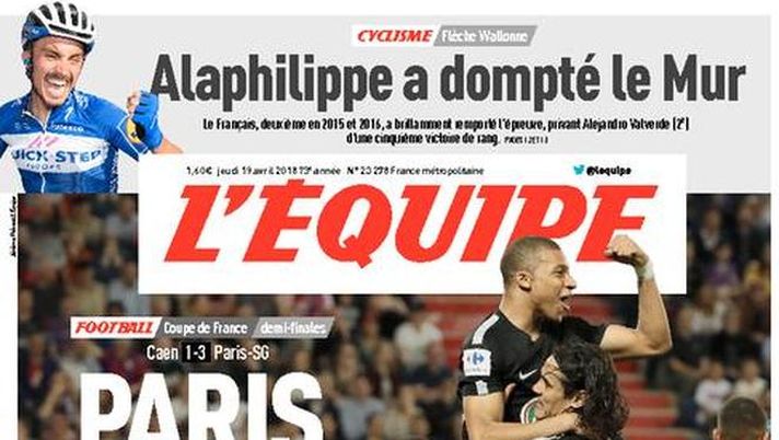 Prima Pagina, L’Équipe: “Parigi ha ancora fame. Quarta finale di coppa consecutiva per il PSG…”  Prima Pagina, L’Équipe: “Parigi ha ancora fame. Quarta finale di coppa consecutiva per il PSG…”
