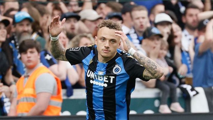 Club's Noa Lang reacts during a soccer match between Club Brugge KV and RSC Anderleht, Sunday 22 May 2022 in Brugge, on the sixth and last day of the Champions' play-offs of the 2021-2022 'Jupiler Pro League' first division of the Belgian championship. BELGA PHOTO BRUNO FAHY (Photo by BRUNO FAHY / BELGA MAG / Belga via AFP) (Photo by BRUNO FAHY/BELGA MAG/AFP via Getty Images) Lang: “Milan interessato a me, non posso negarlo. Ma nessun accordo” - immagine 1
