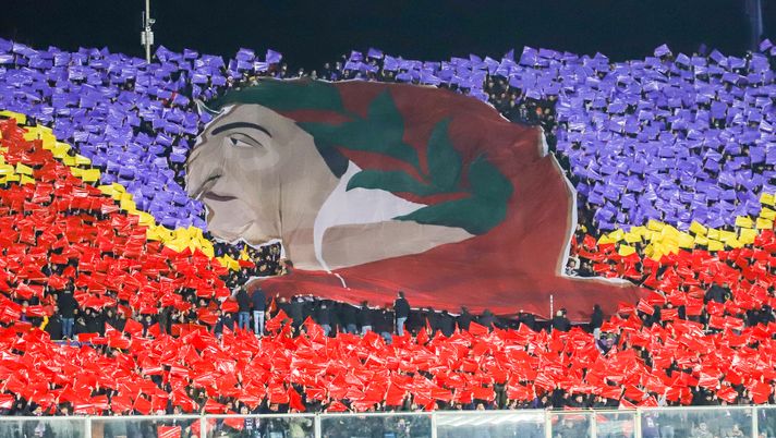 GERMOGLI PH: 2 MARZO 2022 FIRENZE STADIO ARTEMIO FRANCHI SERIE A FIORENTINA VS JUVENTUS NELLA FOTO COREOGRAFIA DANTE Contro la Roma grande coreografia della Curva Fiesole: ecco le istruzioni - immagine 1