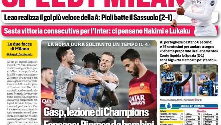 Corriere dello Sport, la prima pagina di oggi, lunedì 21 dicembre 2020 