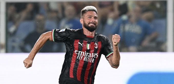 Olivier Giroud (attaccante AC Milan), qui durante Sampdoria-Milan 1-2 (Serie A 2022-2023) | News (Getty Images) Olivier Giroud AC Milan Sampdoria-Milan 1-2 Serie A 2022-2023