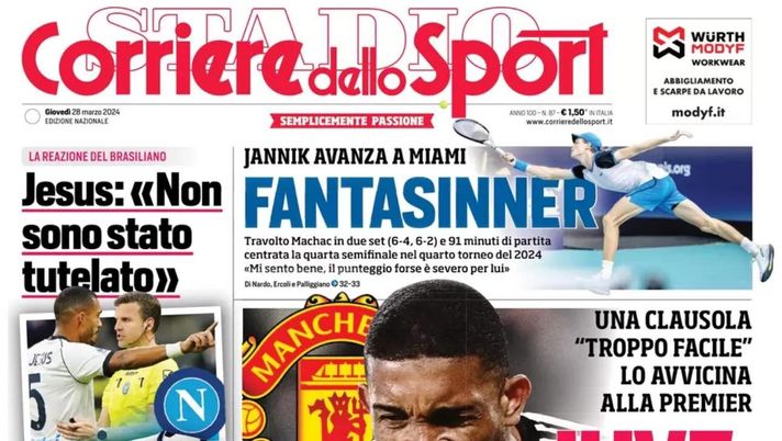 PRIMA PAGINA CORRIERE DELLO SPORT OGGI