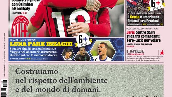Prima Pagina, La Gazzetta dello Sport: “L’abbraccio del Diavolo”  Prima Pagina, La Gazzetta dello Sport: “L’abbraccio del Diavolo”