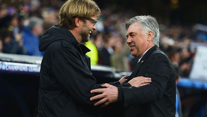 MADRID, SPAIN - APRIL 02: Juergen Klopp (L), coach of Borussia Dortmund is greeted by Carlo Ancelotti, coach of Real Madrid during the UEFA Champions League Quarter Final first leg match between Real Madrid and Borussia Dortmund at Estadio Santiago Bernabeu on April 2, 2014 in Madrid, Spain. (Photo by Dennis Grombkowski/Bongarts/Getty Images) MADRID, SPAIN - APRIL 02: Juergen Klopp (L), coach of Borussia Dortmund is greeted by Carlo Ancelotti, coach of Real Madrid during the UEFA Champions League Quarter Final first leg match between Real Madrid and Borussia Dortmund at Estadio Santiago Bernabeu on April 2, 2014 in Madrid, Spain. (Photo by Dennis Grombkowski/Bongarts/Getty Images)