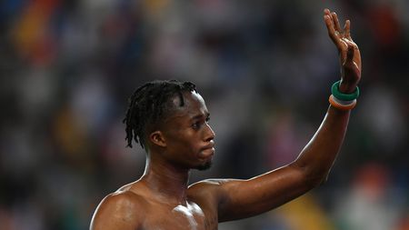 UDINE, ITALY - AUGUST 31: Cristian Kouame of ACF Fiorentina interacts with the crowd after the final whistle of the Serie A match between Udinese Calcio and ACF Fiorentina at Dacia Arena on August 31, 2022 in Udine, Italy. (Photo by Alessandro Sabattini/Getty Images)