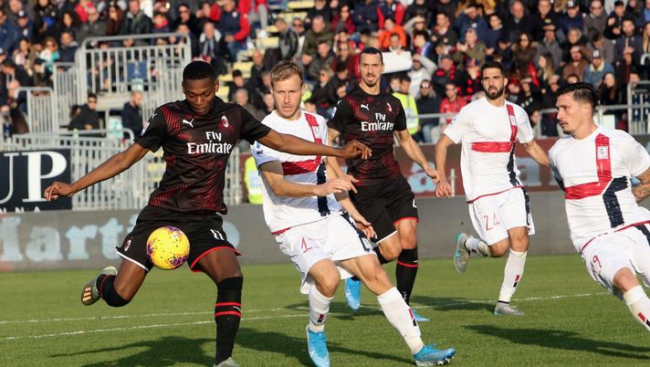 CAGLIARI, ITALY - JANUARY 11: Rafael Leao of Milan scores his goal 0-1during the Serie A match between Cagliari Calcio and AC Milan at Sardegna Arena on January 11, 2020 in Cagliari, Italy. (Photo by Enrico Locci/Getty Images) CAGLIARI, ITALY - JANUARY 11: Rafael Leao of Milan scores his goal 0-1during the Serie A match between Cagliari Calcio and AC Milan at Sardegna Arena on January 11, 2020 in Cagliari, Italy. (Photo by Enrico Locci/Getty Images)