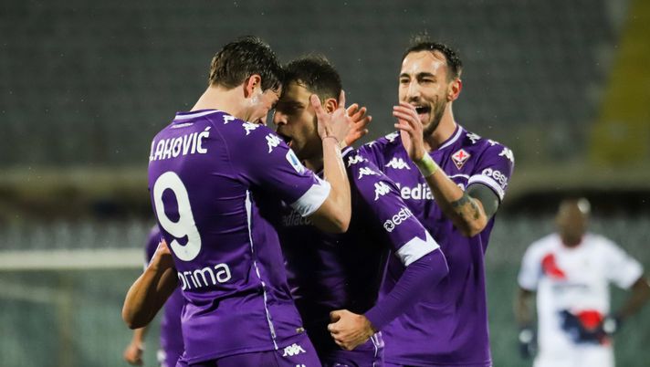 GERMOGLI PH: 23 GENNAIO 2021 FIRENZE STADIO ARTEMIO FRANCHI SERIE A FIORENTINA VS CROTONE NELLA FOTO GOL ED ESULTANZA DI BONAVENTURA 