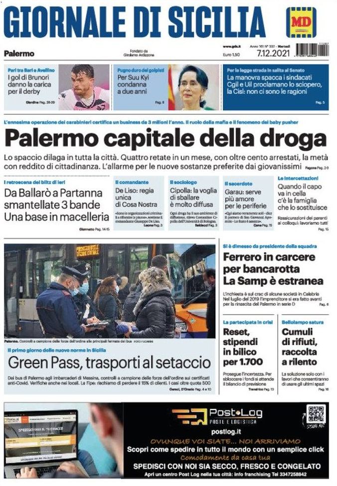 Prima Pagina, Giornale di Sicilia: “I gol di Brunori danno la carica per il derby” Prima Pagina