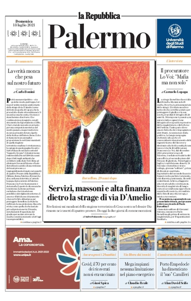 Prima Pagina, La Repubblica-Palermo: “Dietro la strage di via D’Amelio”  Prima Pagina, La Repubblica-Palermo: “Dietro la strage di via D’Amelio”