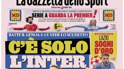 PRIMA PAGINA GAZZETTA DELLO SPORT OGGI: ‘C’è solo l’Inter”