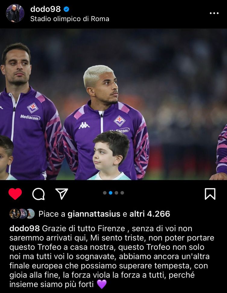 Sentite Dodò: “Grazie Firenze. Adesso non molliamo che insieme siamo più forti”- immagine 2