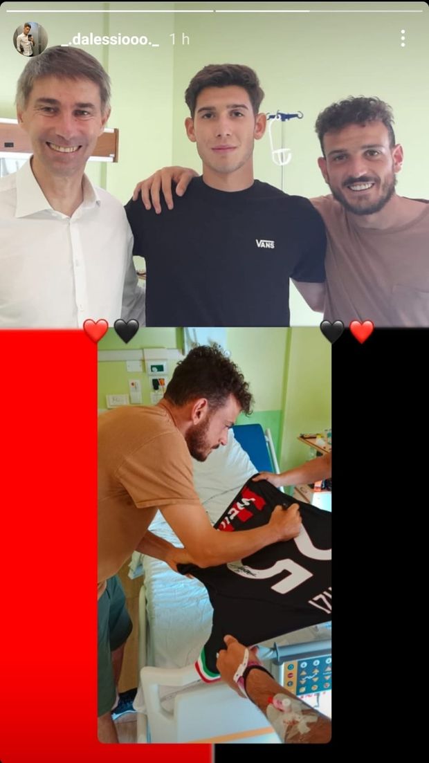 Leonardo D'Alessio insieme a Frederic Massara e Alessandro Florenzi (foto Instagram D'Alessio)