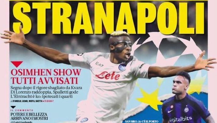 IL NAPOLI SUI MEDIA – Le prime pagine dei giornali di oggi 22 febbraio 2023 - immagine 1
