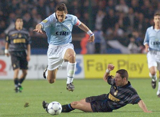 Lazio Rome's captain Diego Fuser jumps (Photo credit should read ERIC CABANIS/AFP/Getty Images) Lazio Rome's captain Diego Fuser jumps (Photo credit should read ERIC CABANIS/AFP/Getty Images)