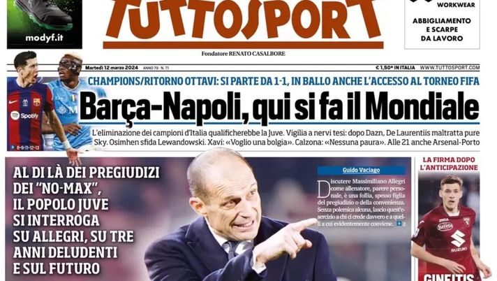 prima pagina tuttosport oggi