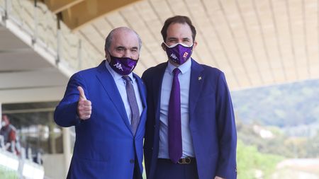 GERMOGLI PH: 25 APRILE 2021 FIRENZE STADIO ARTEMIO FRANCHI SERIE A FIORENTINA VS JUVENTUS NELLA FOTO ROCCO COMMISSO E IL FIGLIO JOSEPH COMMISSO GERMOGLI PH: 25 APRILE 2021 FIRENZE STADIO ARTEMIO FRANCHI SERIE A FIORENTINA VS JUVENTUS NELLA FOTO ROCCO COMMISSO E IL FIGLIO JOSEPH COMMISSO