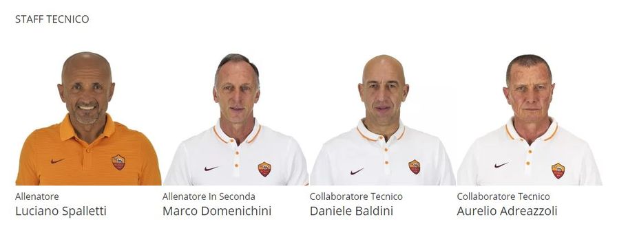 Lo staff tecnico di Spalletti da sito ufficiale Roma (http://www.asroma.com/it) Lo staff tecnico di Spalletti da sito ufficiale Roma (http://www.asroma.com/it)