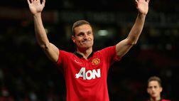 L’ex interista Vidic in tribuna all’Old Trafford accanto a Ferguson