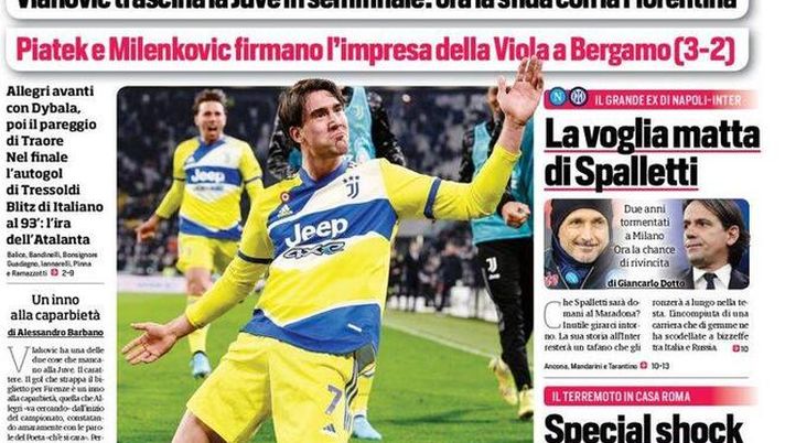 Prima Pagina, Corriere dello Sport: “Dusan è destino. Vlahovic trascina” Prima Pagina