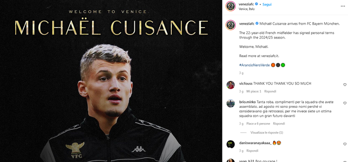 Venezia, Cuisance si presenta: “Qui per il progetto. Numero 21 come Zidane…”- immagine 2