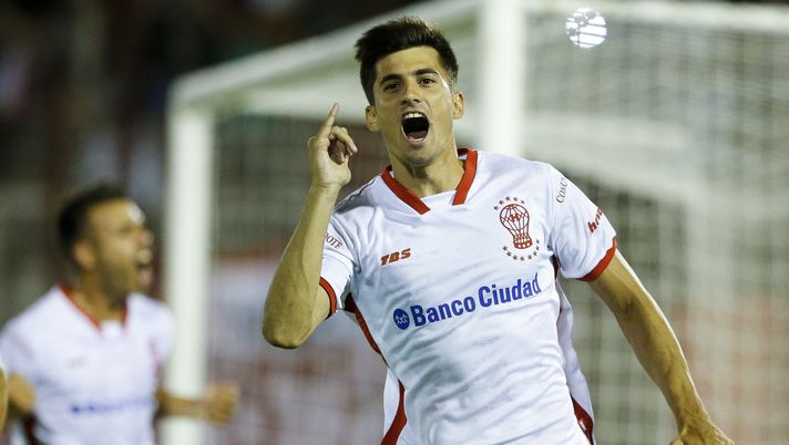 BUENOS AIRES, ARGENTINA - JANUARY 28: Iganacio Pussetto of Huracan celebrates after scoring the first goal of his team during a match between Huracan and River Plate as part of Torneo Primera Division 2017/18 at Tomas Adolfo Duco Stadium on January 28, 2018 in Buenos Aires, Argentina. (Photo by Gabriel Rossi/Getty Images) BUENOS AIRES, ARGENTINA - JANUARY 28: Iganacio Pussetto of Huracan celebrates after scoring the first goal of his team during a match between Huracan and River Plate as part of Torneo Primera Division 2017/18 at Tomas Adolfo Duco Stadium on January 28, 2018 in Buenos Aires, Argentina. (Photo by Gabriel Rossi/Getty Images)
