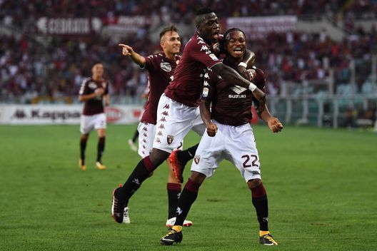 TURIN, ITALY - AUGUST 27: Joel Obi (R) of Torino FC celebrates after scoring a goal with team mate Afriyie Acquah during the Serie A match between Torino FC and US Sassuolo FC at Stadio Olimpico Grande Torino on August 27, 2017 in Turin, Italy. (Photo by Valerio Pennicino/Getty Images) TURIN, ITALY - AUGUST 27: Joel Obi (R) of Torino FC celebrates after scoring a goal with team mate Afriyie Acquah during the Serie A match between Torino FC and US Sassuolo FC at Stadio Olimpico Grande Torino on August 27, 2017 in Turin, Italy. (Photo by Valerio Pennicino/Getty Images)