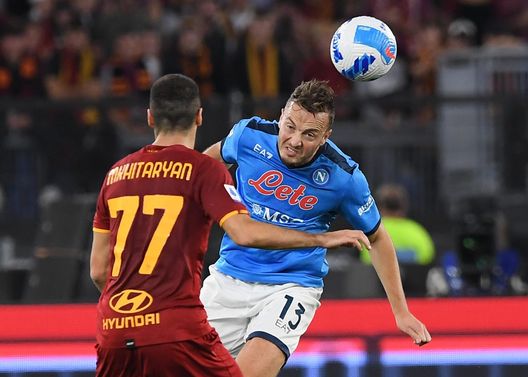ROME, ITALY - OCTOBER 24: Amir Rrahmani of Napoli during the Serie A match between AS Roma and SSC Napoli at Stadio Olimpico on October 24, 2021 in Rome, Italy. (Photo by SSC NAPOLI/SSC NAPOLI via Getty Images) ROME, ITALY - OCTOBER 24: Amir Rrahmani of Napoli during the Serie A match between AS Roma and SSC Napoli at Stadio Olimpico on October 24, 2021 in Rome, Italy. (Photo by SSC NAPOLI/SSC NAPOLI via Getty Images)