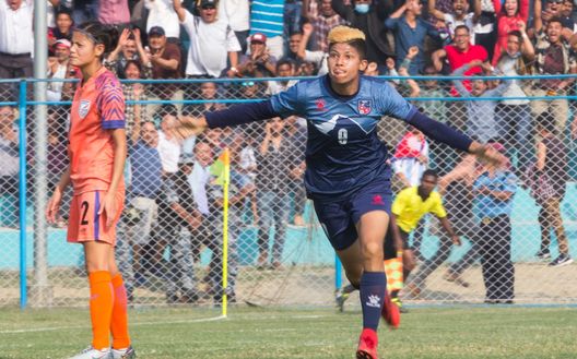 Sabitra Bhandari dopo un gol Sabitra Bhandari dopo un gol