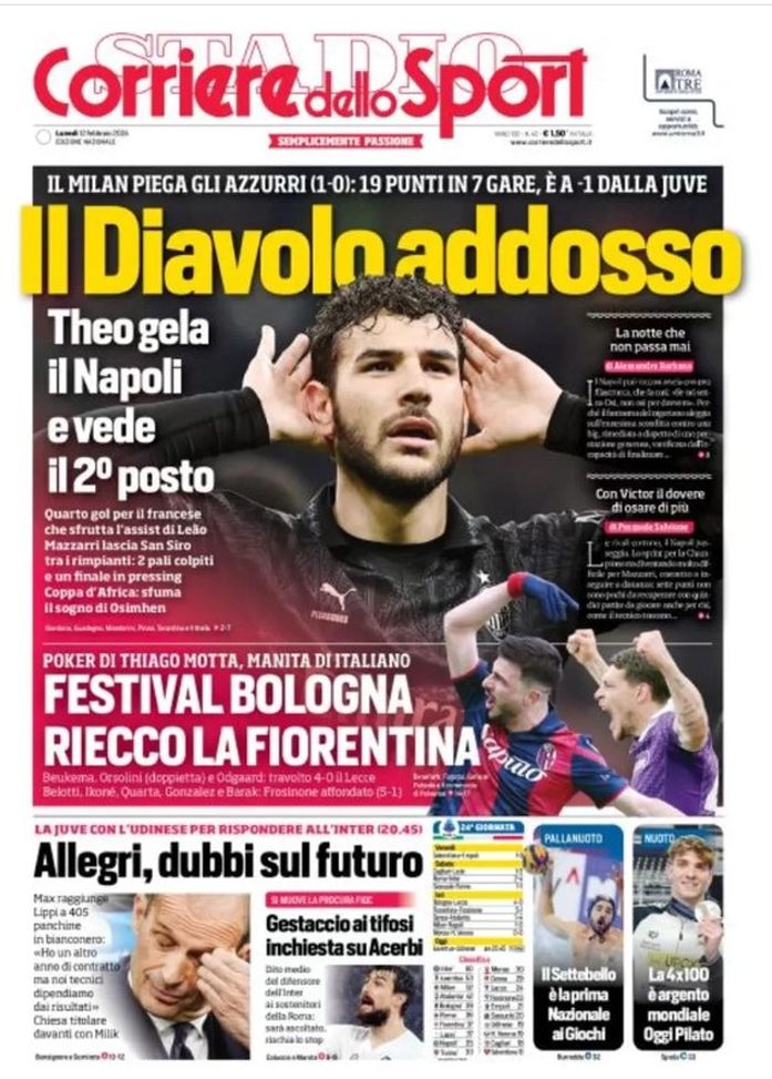 EDICOLA / CdS: Inter, da Acerbi dito medio a tifosi Roma: rischia squalifica - immagine 1