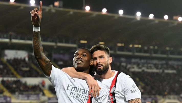esultanza gol Rafael Leao AC Milan Fiorentina-Milan 1-2 Serie A 2023-2024