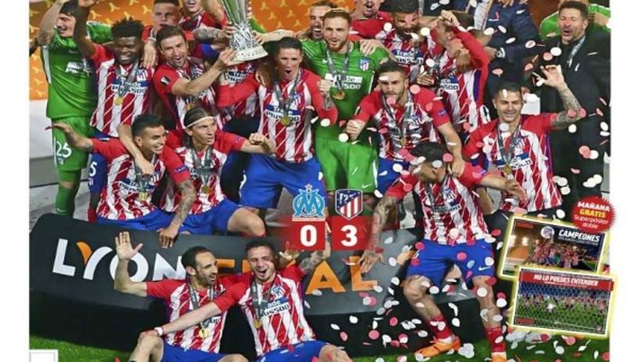 Prima Pagina, Marca: “Alé, Alé, Alé! L’Atletico vince la terza Europa League della sua storia. Torres alza il trofeo…” Prima Pagina, Marca: “Alé, Alé, Alé! L’Atletico vince la terza Europa League della sua storia. Torres alza il trofeo…”
