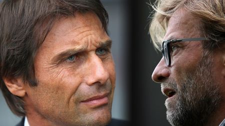 FILE PHOTO (EDITORS NOTE: GRADIENT ADDED - COMPOSITE OF TWO IMAGES - Image numbers (L) 602356340 and 611725776) In this composite image a comparision has been made between Antonio Conte manager of Chelsea and Jurgen Klopp, Manager of Liverpool. Liverpool and Chelsea meet in the Premier League on January 31, 2016 at Anfield,Liverpool. ***LEFT IMAGE*** SWANSEA, WALES - SEPTEMBER 11: Antonio Conte manager of Chelsea looks thoughtful prior to the Premier League match between Swansea City and Chelsea at Liberty Stadium on September 11, 2016 in Swansea, Wales. (Photo by Alex Livesey/Getty Images) ***RIGHT IMAGE*** SWANSEA, WALES - OCTOBER 01: Jurgen Klopp, Manager of Liverpool looks on during the Premier League match between Swansea City and Liverpool at Liberty Stadium on October 1, 2016 in Swansea, Wales. (Photo by Julian Finney/Getty Images)