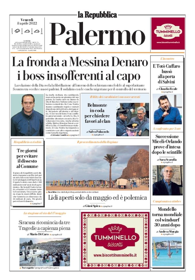 Prima Pagina, La Repubblica-Palermo: “La fronda a Messina Denaro” - immagine 1