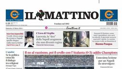 PRIMA PAGINA IL MATTINO OGGI: “Il no al razzismo, poi il crollo con l’Atalanta”