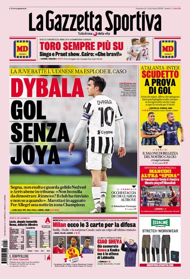 Prima Pagina, La Gazzetta dello Sport: “Dybala, gol senza Joya. Esplode il caso”  Prima Pagina, La Gazzetta dello Sport: “Dybala, gol senza Joya. Esplode il caso” - immagine 1