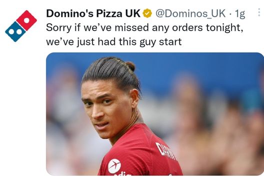 Liverpool, social spietati con Nunez: anche Dominos pizza si burla di lui- immagine 2