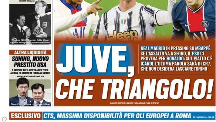 Prima Pagina, Tuttosport: “Juve, che triangolo! Il Milan, Raiola quanto ci costi” 