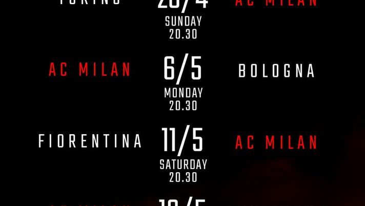 Orari e date delle gare del Milan, @acmilan 