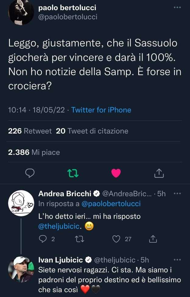 OPINIONI SULA VOLATA FINALE PER LO SCUDETTO