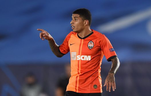 MADRID, SPAIN - OCTOBER 21: Dodo of Shakhtar Donetsk reacts during the UEFA Champions League Group B stage match between Real Madrid and Shakhtar Donetsk at Estadio Alfredo Di Stefano on October 21, 2020 in Madrid, Spain. (Photo by Denis Doyle/Getty Images) Marques Dodò