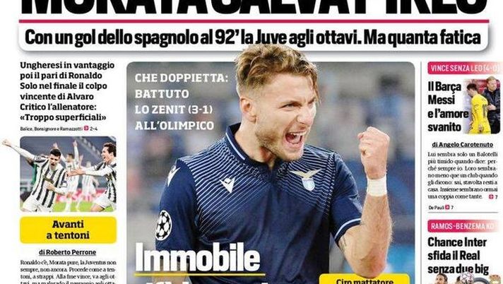 Corriere dello Sport, la prima pagina di oggi, mercoledì 25 novembre 2020 