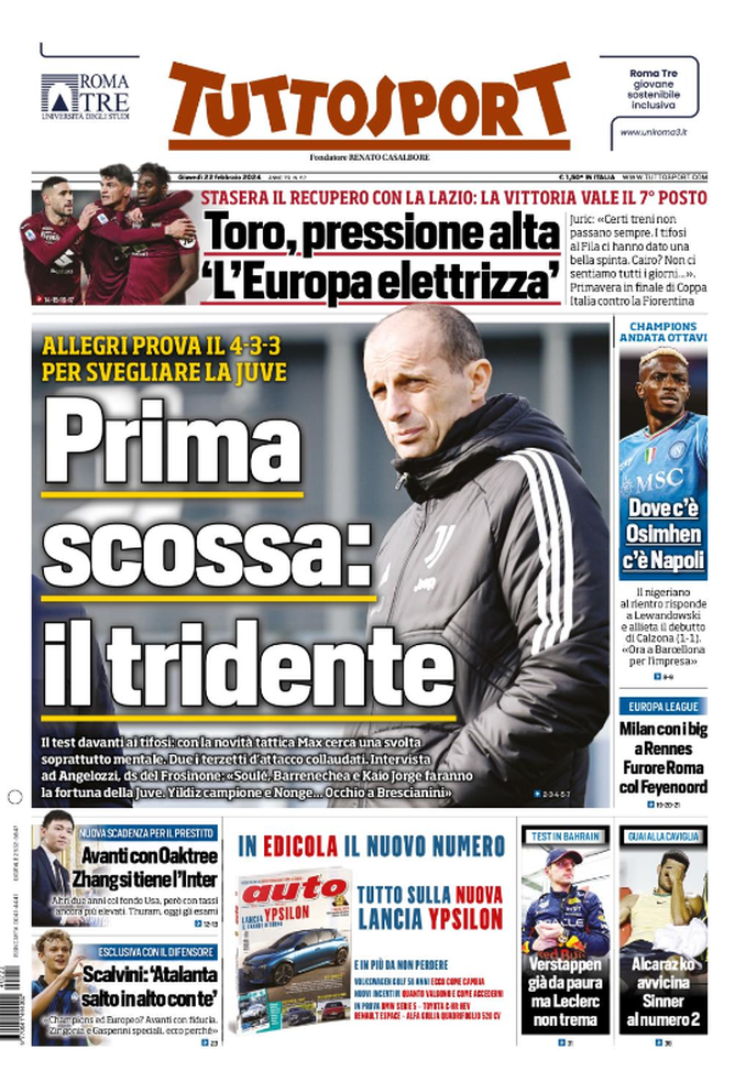 Prima pagina Tuttosport: Europa League, Milan a Rennes con i big- immagine 2
